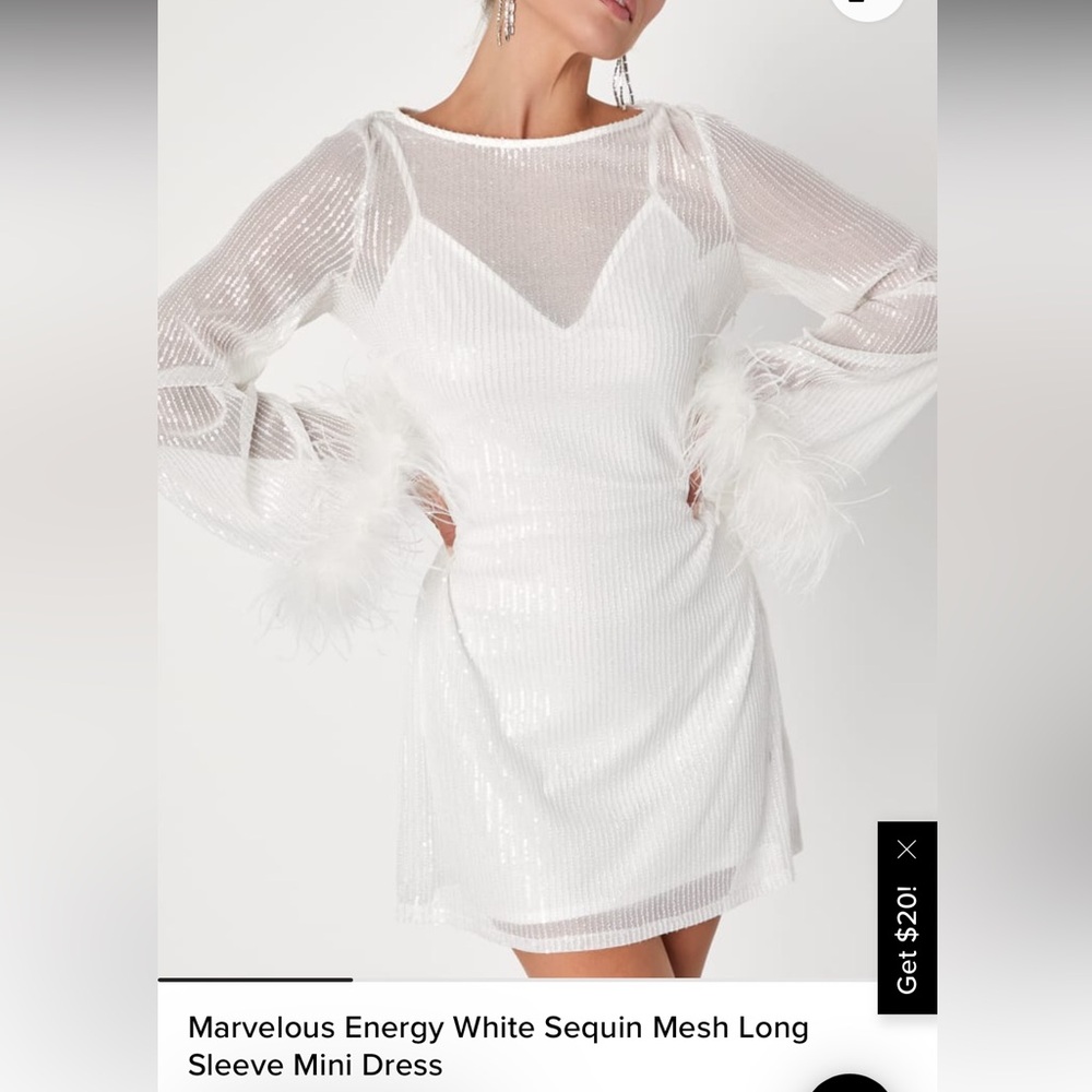 Lulu’s Marvelous Energy Mini White Sequin Dress